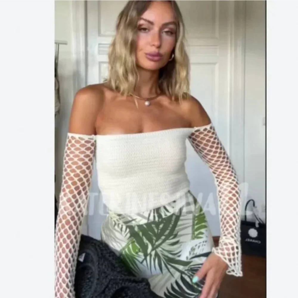 Zara Pointelle Knit Top